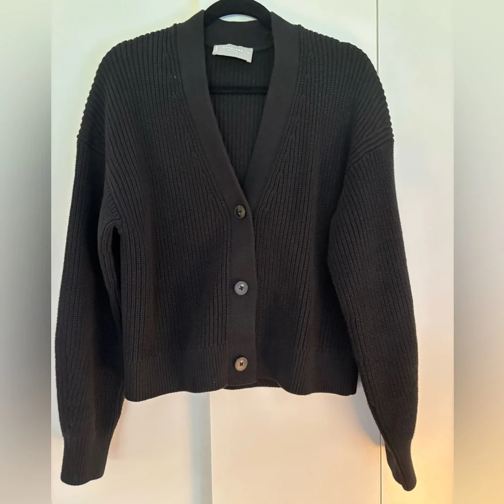 Women's Black Cardigan Sweater - Picture 3 of 5